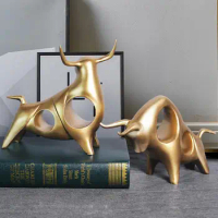 Creative Bull Statue Display Mold Cattle Statue Exquisite Vivid Abstract Golden Bull Sculpture Home decoration