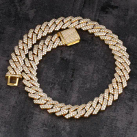 Hiphop 20mm D Color Moissanite Diamond Cuban Link Necklace for Men 14k Gold Plated Miami Iced Out Moissanite Chain Necklace Gift