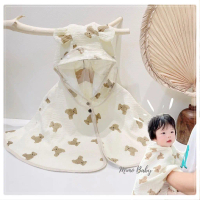 Áo choàng xô muslin tránh gió, tránh nắng kèm mũ chắn giọt bắn mềm mại cho bé Mimo Baby QA31COD
