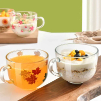 Gelas Mug Jumbo Gagang Kaca Bening 430 mL Gelas Sereal Smoothie Cereal