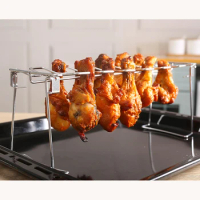 1pc BBQ Beef Chicken Leg Wing Grill Rack 14 Slots Stainless Steel Barbecue Drumsticks Holder Oven Roaster Stand