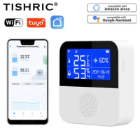 TISHRIC Tuya WIFI Temperature Humidity Sensor Wifi Smart Hygrometer Detector Home Environment Thermometer For Alexa Google Home