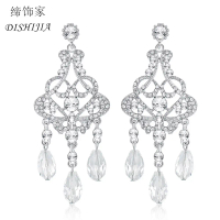 European and American handmade bridal rhinestone flower earrings, bridal earrings, accessories