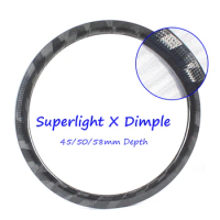 FIERCE X Dimple 45/50/58mm Depth 26mm Width 700C Superlight Dimple Road Rims Customized Disc Brake Carbon Aerodynamics Rims