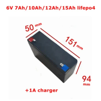 6V 7Ah 10Ah 12Ah 15Ah lifepo4 lithium battery for scale Access control Children's toy car lamp airplane rc tank +7.3v 1A charger