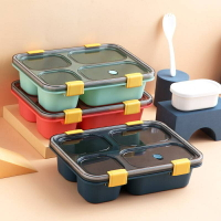 全新 日式單層分格便當盒 成人便攜可微波四格便當盒 學生帶餐密封便當盒 保鮮盒 餐盒 密封餐盤
