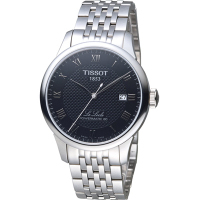 TISSOT Le Locle 力洛克自動80小時動力儲存機械腕錶-黑/39mm