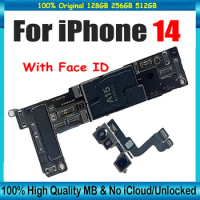 E-SIM Version For iPhone 14 Motherboard With Face ID 128g/256g/512gb Full Chips Unlocked Mainboard Clean iCloud NO SIM card slot