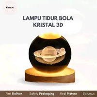 Lampu Tidur Bola Kristal 3D Warm White USB 3W Saturnus Planet