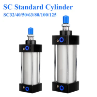 SC Standard Air Cylinder Bore 32/40/50/63/80/100/125mm Double Acting Pneumatic Piston Cylinders Tools 25/50/75/100/200/500mm