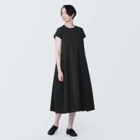 【MUJI 無印良品】女透氣彈性泡泡紗法式袖洋裝(共2色)