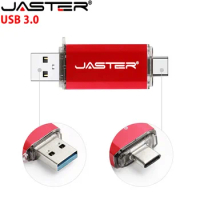 JASTER UBS 3.0 OTG USB Flash Drive 64GB Pen Drive 2 in 1 Type C &amp; Micro USB Stick 3.0 Flash Drive 16GB 32GB 128GB Pendrive