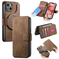 2 in 1 Removable Magnetic Cards Solt Wallet Book Case For iPhone 17 16 15 Pro Max Wireless Charging