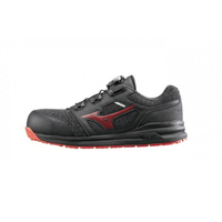 Mizuno LS II Boa [F1GA225209] 男女 防護鞋 工作鞋 安全 護趾 寬楦 止滑 免綁鞋帶 黑紅