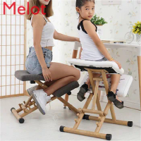 Wooden Posture Stool Ergonomic Kneeling Chair for Kids Adult Home/Office with Thick Foam Cushions Relieve Back Pressure