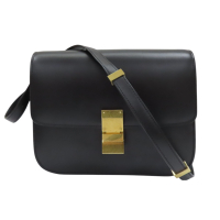 【二手名牌BRAND OFF】CELINE 賽琳 黑色 牛皮 Classic Box 肩背包
