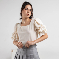 Avenue Blouse Crop Top Chiffon Tiered Sleeve - Atasan Sifon Lengan Sleeve Korea
