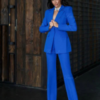 Tesco 2 Chic Women's Suit Temperament Tall And Elegant Formal Party Suit For Women Flare Pants Slim Fit Jacket Suit