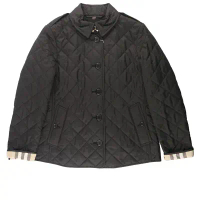 【BURBERRY】S號菱格紋棉質輕型外套(黑色)