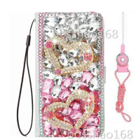 For Xiaomi Mi 11 ULTRA 11 PRO 10S 11LITE Rhinestone Case Wallet PU Leather Flip Protective Cover with 2 straps