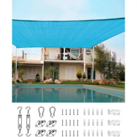 20X20FT 185G HDPE Square Sun Shade Sail Canopy 98% UV Block Outdoor Patio Garden With Hardware Kit Freight Free Awnings Shed
