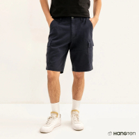 【Hang Ten】男裝-REGULAR FIT斜紋口袋短褲(深藍)