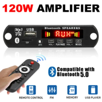DC 8V-24V 2*60W Amplifier MP3 Decoder Board 120W MP3 Player Bluetooth V5.0 USB Module FM AUX Radio Recording For Speaker