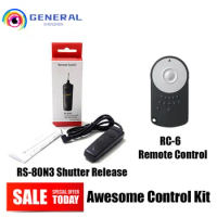 Remote Control RS-80N3 Shutter Release+RC-6 Selfie Infrared Wireless for Canon EOS 5D Mark II III 5D2 5D3 5DII 7D 7D2 5Ds R 6D
