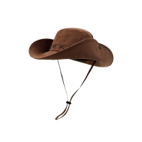 Vintage western cowboy hat children babes wind summer seaside sunshade sunscreen hat big brim bucket