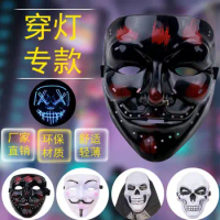Halloween luminous PVC mask Bar Party v-word vendetta bloody mask funny whole face luminous Mask Wholesale