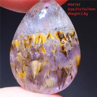Natural Purple Cacoxenite Auralite 23 Pendant Jewelry Water Drop Gift Gold Rutilated Quartz Necklace Canada AAAAAA
