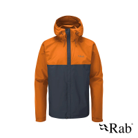 【RAB】Downpour Eco Jacket 輕量防風防水連帽外套 男款 橙橘/鯨魚灰 #QWG82