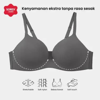 Sorex Seamless Bra Tanpa Kawat Cup B-C Kait 3 Cup 3/4 Invisible Bra Harian BH 9829 Hitam 44
