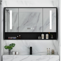 智能浴室鏡柜衛生間墻面鏡子鏡子貼墻自粘帶置物架衛浴鏡子免打孔