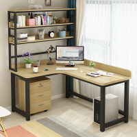 臺式電腦桌家用L型轉角桌現代拐角書桌書架組合簡約學生桌可定制