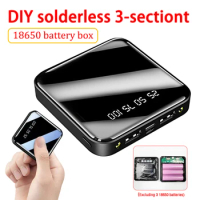 DIY 18650 Power Bank Case Battery Charge Storage Box Shell Mobile Phone Charging LED Mirror PowerBank External Battery Pack