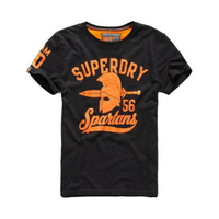 跩狗嚴選 正品 極度乾燥 Superdry Spartans Logo 斯巴達 黑橘 T-Shirt 男生 短袖 上衣 重磅 純棉