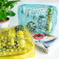 Daisy Makeup Bag Clear Portable Daisy Makeup Bag Transparent Waterproof Woman Toilet Bag Durable Cosmetic Bag Makeup Bags