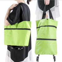New Folding Shopping Bag Buy Food Trolley Bag on Wheels Bag Buy Vegetables Shopping Organizer Portable Bag