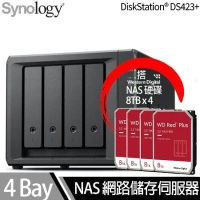 Synology群暉科技 DS423+ NAS 搭 WD 紅標Plus 8TB NAS專用硬碟 x 4