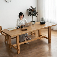 桌子 北歐實木泡茶桌長條桌凳日式大板桌子家用原木家具民宿餐桌椅