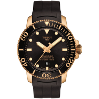 Tissot 天梭 Seastar海星系列 動力80陶瓷潛水腕錶-43mm/黑金