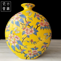 新中式現代手繪陶瓷花瓶擺件客廳博古架玄關酒柜歐式美式花瓶插花