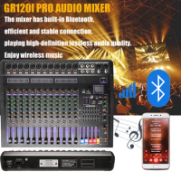 Shenndare GR12I Pro Audio Mixer 12 Channel Audio Mixing Console 18 DSP Effects Professional DJ Audio Mixer Sound system