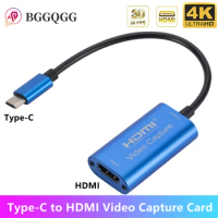Portable HD 1080P HDMI-compatible Type C Type-C to HDMI Video Capture Card Video Grabber For PC Game Camera Recording Live