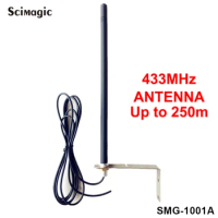 Up to 250m Outdoor Antena 433MHz Garage Gate Remote Control Radio Signal Booster Wireless Repeater 433.92 MHz RG174 2m Cable