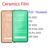 50Pcs\Lot 100D Full Cover Soft Ceramic Tempered Glass For Huawei Y6 Prime 2018 2019 Y6P Y6S Protector Film