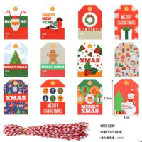 48pcs/lot 12 Designs Merry Christmas christmas tree/Santa Claus tag Gift Hang tag Christmas decorations Gift tag 4x7cm