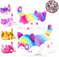 61-PCS  ... 6.1" Rainbow Cat Plush+ 60pcs Cat Stickers -Meow Cat Plush -Meow Cat Stuffed Animal Coll