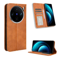 For Vivo X100 Pro 5G Case Luxury Flip PU Leather Wallet Magnetic Adsorption Cover For Vivo X100 Pro 5G Phone Case
